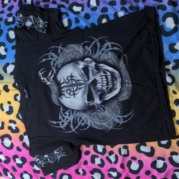 Other - 🔥3/30🔥Y2K Goth Nu Metal Skull Tribal Snake Double Sided Graphic Tee